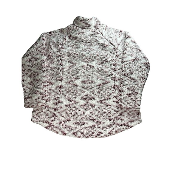 Cozy Sherpa Ikat Burgundy 1/4 Zip Pullover Sweatshirt XXL Cozy Casual Southwest - Picture 8 of 8